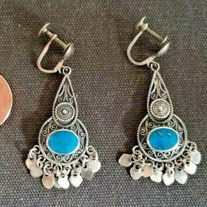 Vintage Sterling Sliver Earrings with Lapis Lazuli